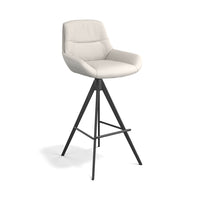 Flavia bar stool in cream B971 leather with metal base and footrest