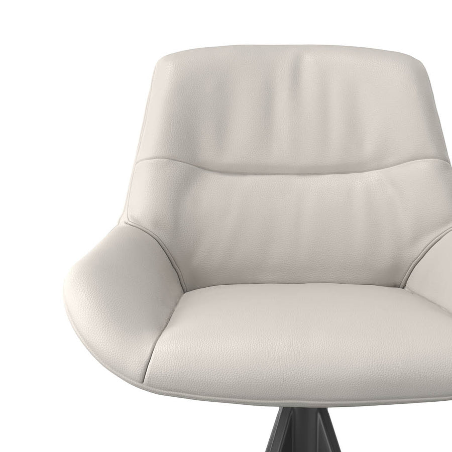 Flavia Bar Stool - Cream B971 Leather - Metal Base with Footrest