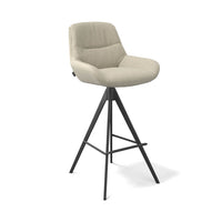 Flavia bar stool in beige Guard 05 fabric with metal base and footrest