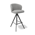 Lazio Bar Stool - Ash Grey Oasis 40 Fabric - Black Metal Base with Footrest