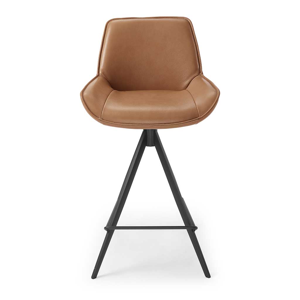 Padua bar stool cognac leather side view