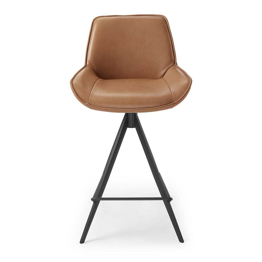 Padua bar stool cognac leather side view