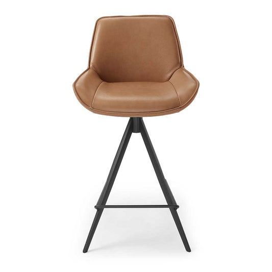 Padua bar stool cognac leather side view