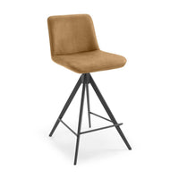 Universal bar stool in caramel Bull 16 fabric with metal base and footrest