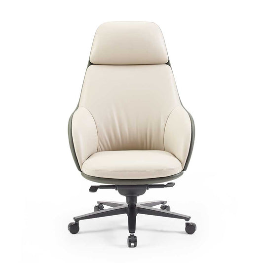 Kennedy office chair light grey leather side view
