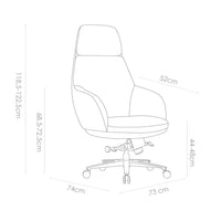 Kennedy Office Chair - Light Grey Leather & PU - Black Swivel Base