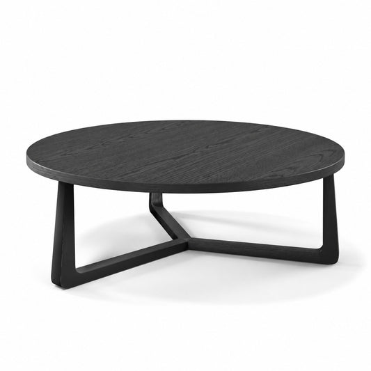Coffee Table Ebano - Black Ash Veneer - Ø 100 cm - three-quarter view
