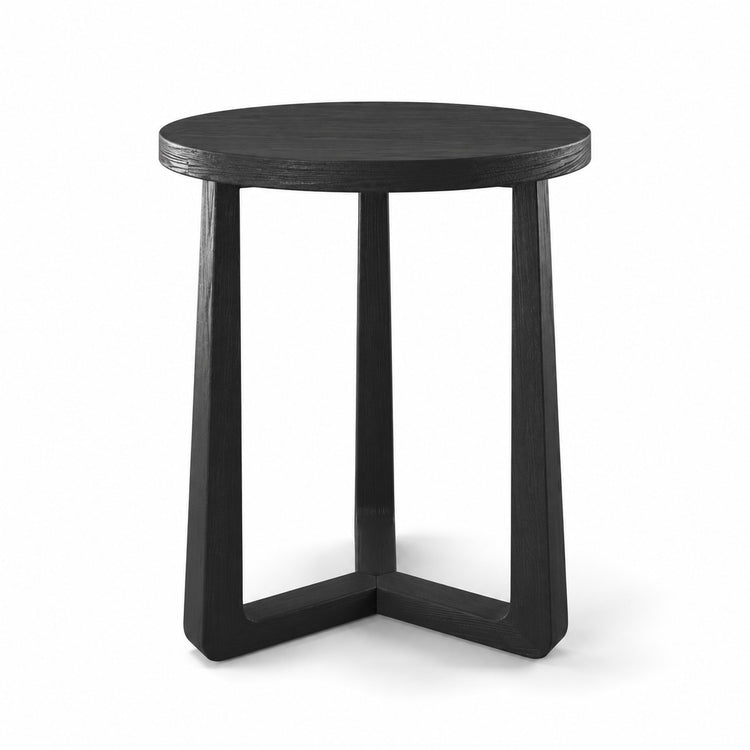 Coffee Table Ebano - Black Ash Veneer - Ø 50 cm - front view