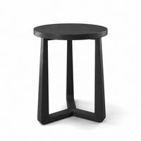Coffee Table Ebano - Black Ash Veneer - Ø 50 cm - three-quarter view