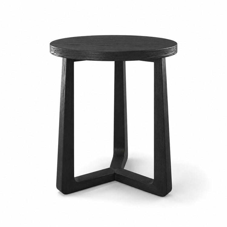 Coffee Table Ebano - Black Ash Veneer - Ø 50 cm - three-quarter view