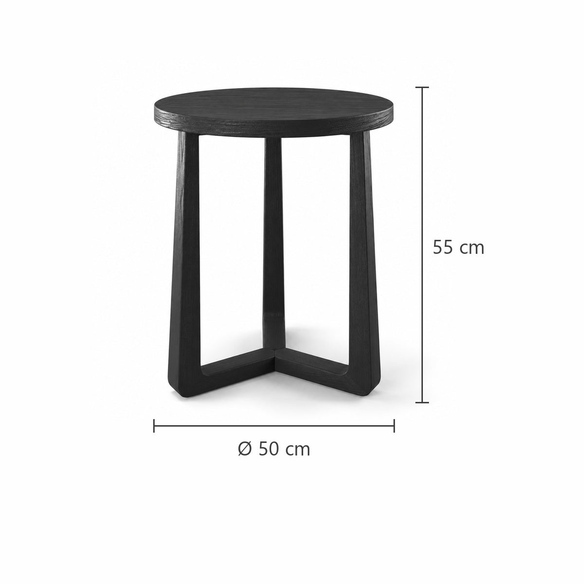 Coffee Table Ebano - Black Ash Veneer - Ø 50 cm - dimensions