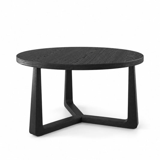 Coffee Table Ebano - Black Ash Veneer - Ø 75 cm - front view