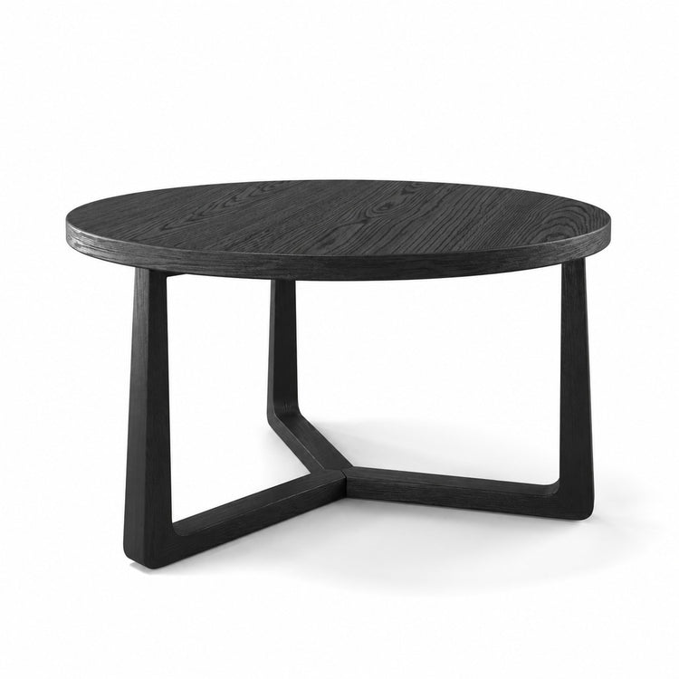 Coffee Table Ebano - Black Ash Veneer - Ø 75 cm - three-quarter view