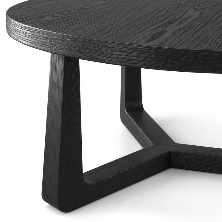 Coffee Table Ebano - Black Ash Veneer - Ø 75 cm - detail