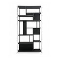 Bookshelf 2106 Wall Unit - Black Metal with Wood Shelves - 200 x 100 cm