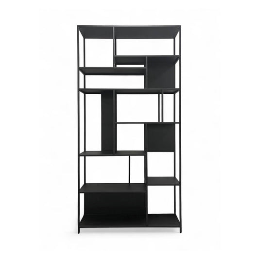 Bookshelf 2106 black metal and wood wall unit