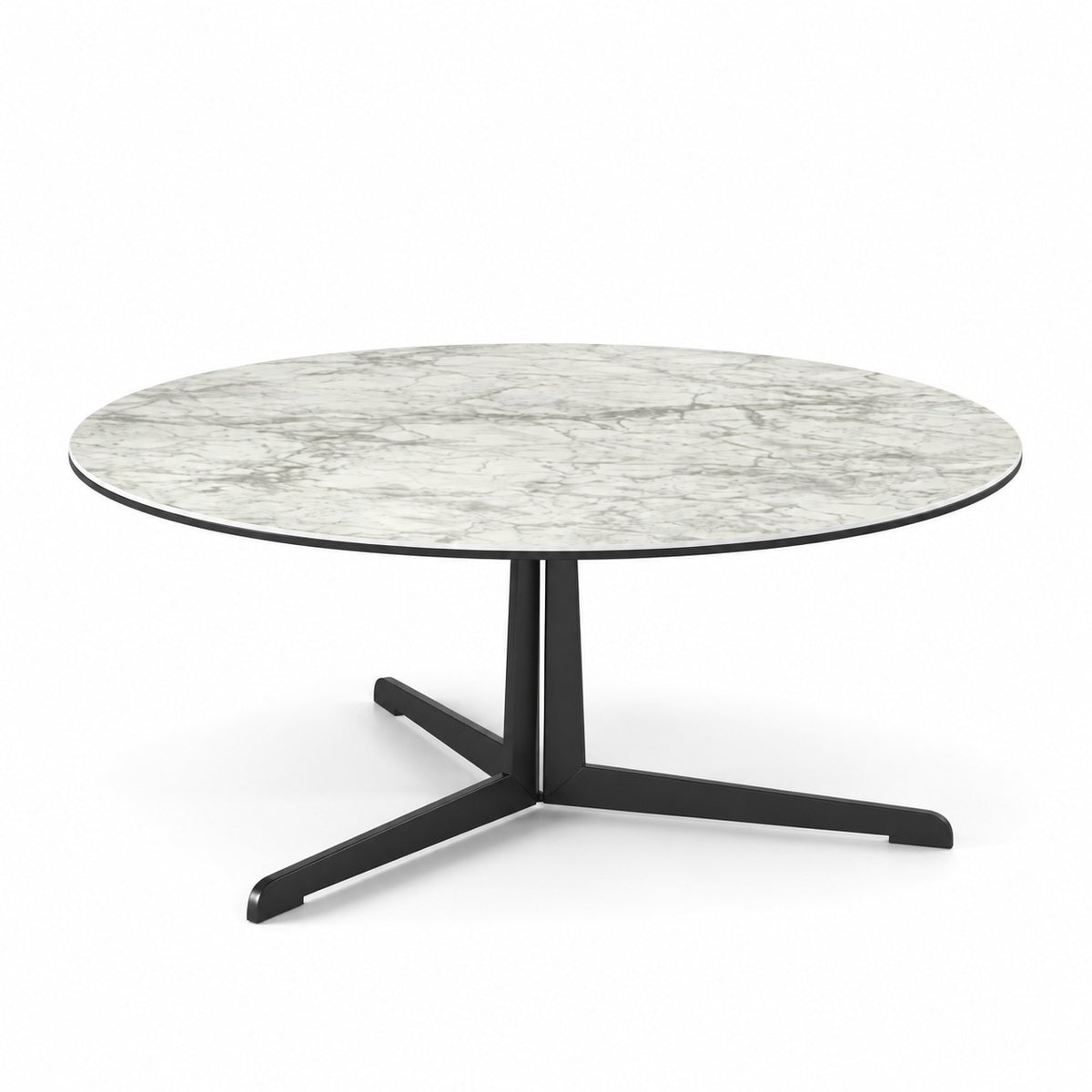 Coffee Table Kisoko - White MXC 205 Ceramic - Black Metal - Ø 100 cm - front view