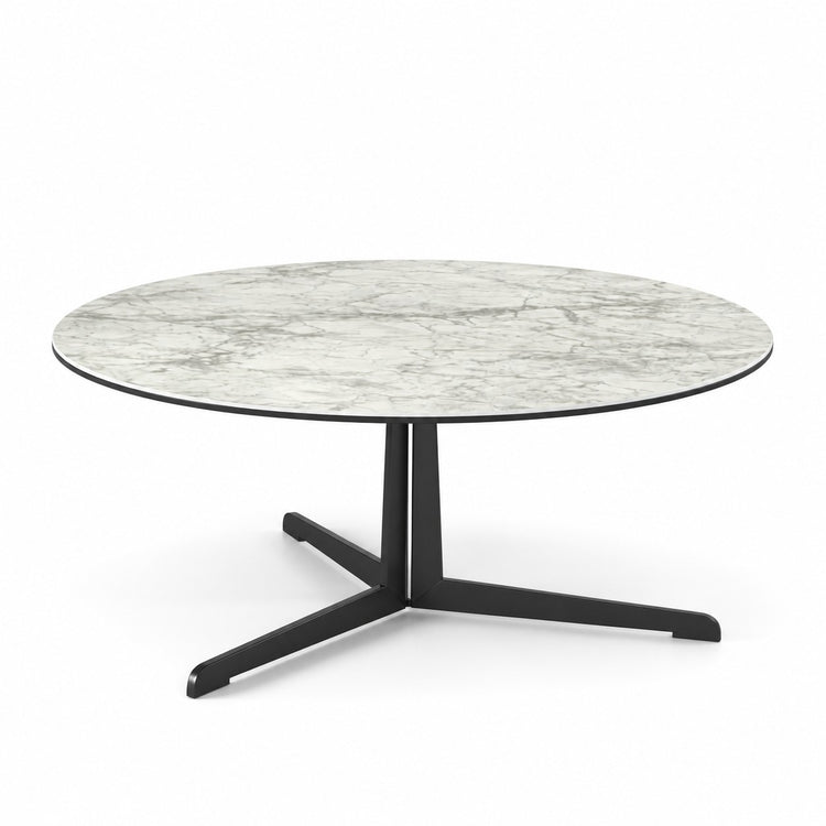 Coffee Table Kisoko - White MXC 205 Ceramic - Black Metal - Ø 100 cm - front view