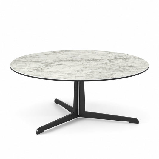 Coffee Table Kisoko - White MXC 205 Ceramic - Black Metal - Ø 100 cm - front view