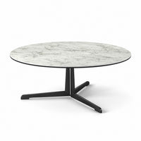 Coffee Table Kisoko - White MXC 205 Ceramic - Black Metal - Ø 100 cm - three-quarter view