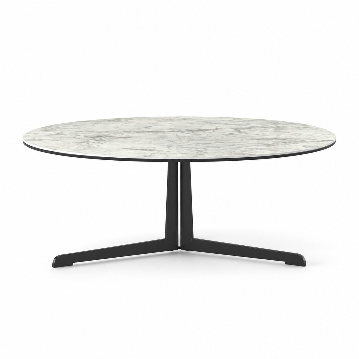Coffee Table Kisoko - White MXC 205 Ceramic - Black Metal - Ø 100 cm - side view