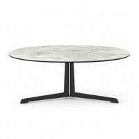 Coffee Table Kisoko - White MXC 205 Ceramic - Black Metal - Ø 100 cm - side view