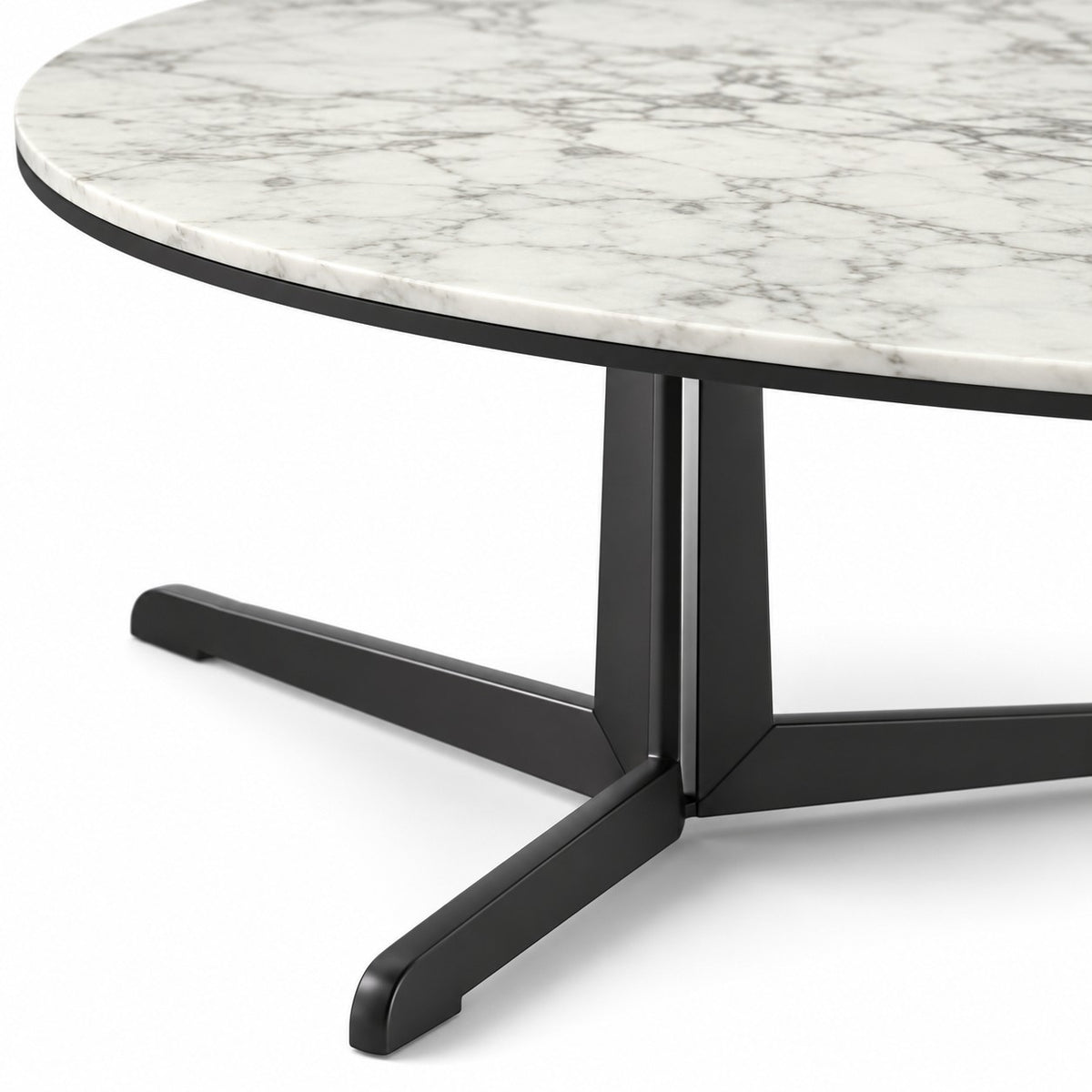 Coffee Table Kisoko - White MXC 205 Ceramic - Black Metal - Ø 100 cm - detail