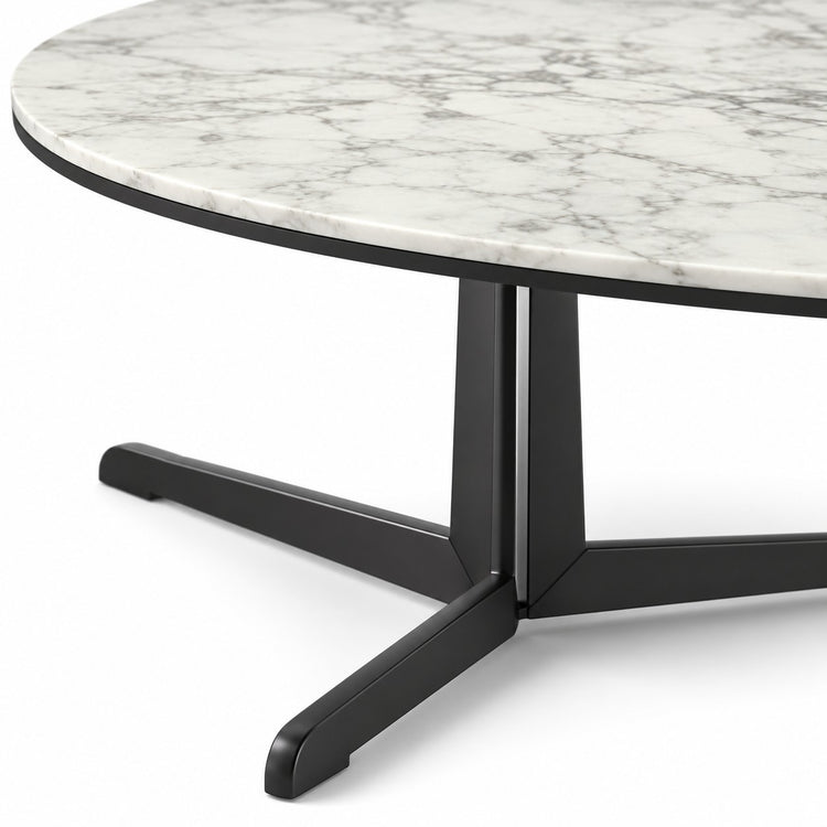 Coffee Table Kisoko - White MXC 205 Ceramic - Black Metal - Ø 100 cm - detail