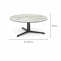 Coffee Table Kisoko - White MXC 205 Ceramic - Black Metal - Ø 100 cm - dimensions