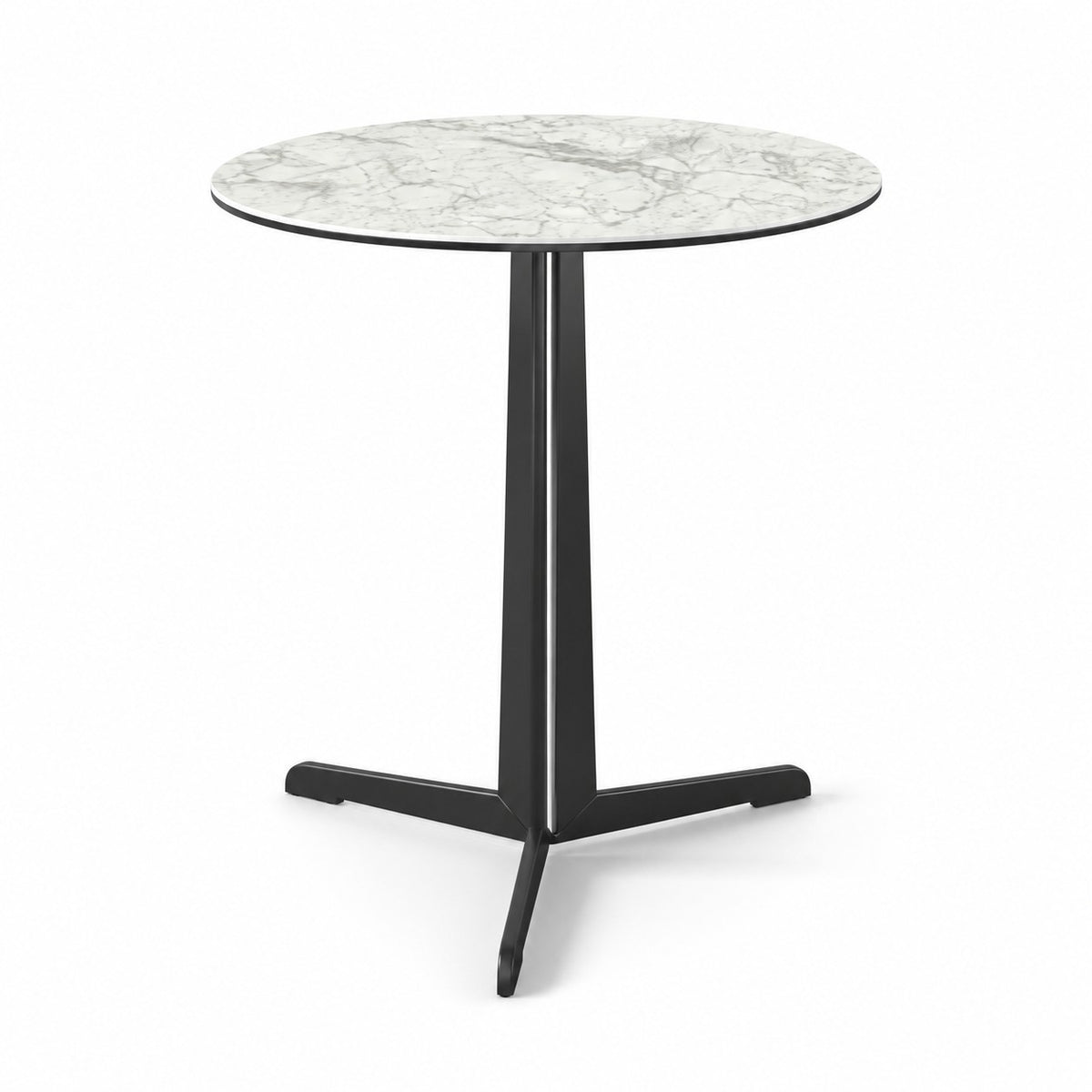 Coffee Table Kisoko - White MXC 205 Ceramic - Black Metal - Ø 58 cm - front view