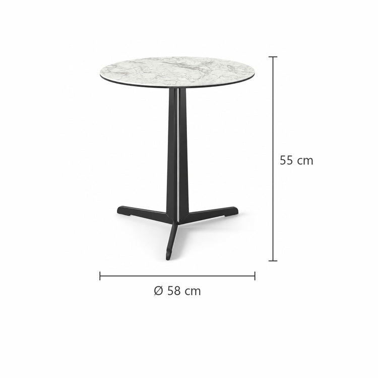 Coffee Table Kisoko - White MXC 205 Ceramic - Black Metal - Ø 58 cm - dimensions