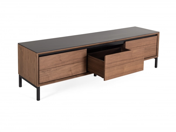 TV Unit Lima – Walnut/Black Ceramic | Marcottestyle