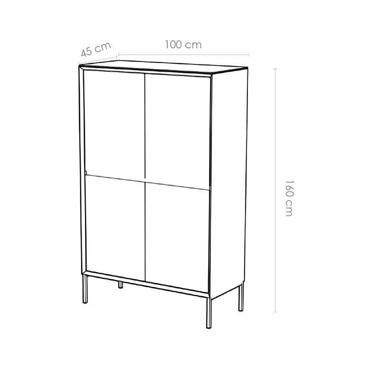 Mueble Bar Lima - Chapa de Nogal y Cerámica Negra - Patas de Metal Negras - 100 cm