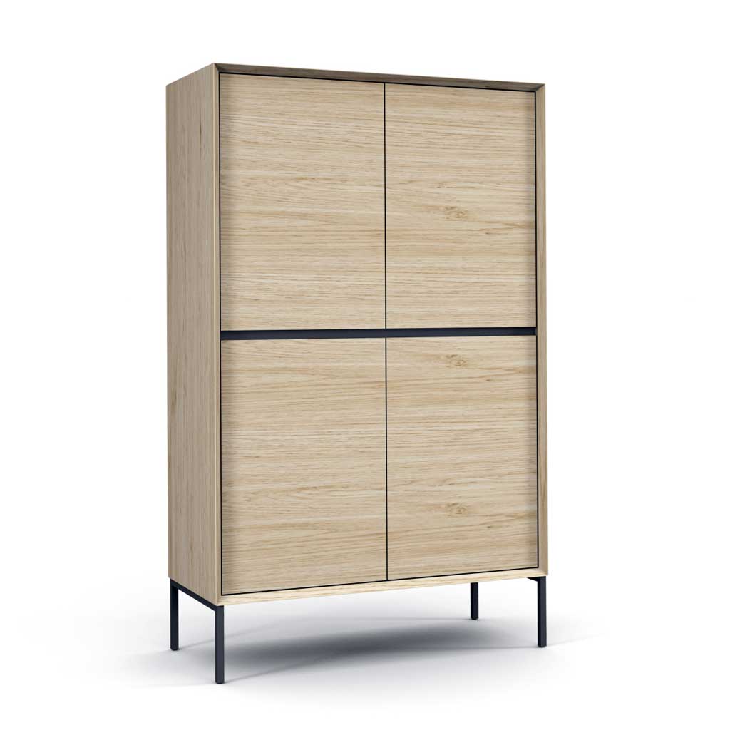 Lima bar cabinet white wash oak black ceramic
