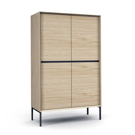 Lima bar cabinet white wash oak black ceramic
