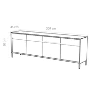 Lima Sideboard - Walnut Veneer & Black Ceramic - Black Metal Legs - 210 cm