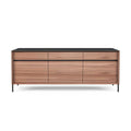 Lima Sideboard - Walnut Veneer & Black Ceramic - Black Metal Legs - 210 cm