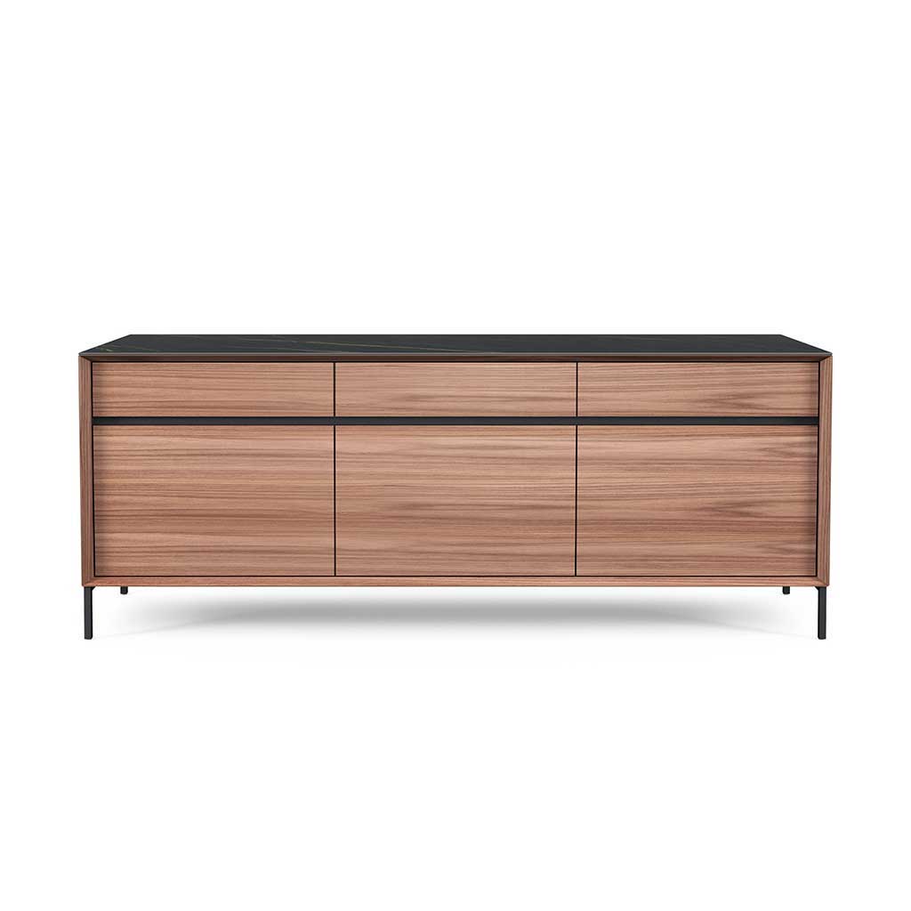 Lima sideboard walnut black ceramic 210 cm