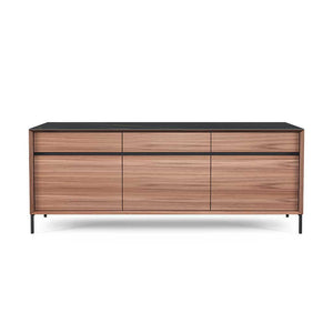 Sideboard Lima - Walnut & Black Ceramic - 210 cm - Black Metal Legs