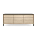 Lima Sideboard - White Wash Oak Veneer & Black Ceramic - Black Metal Legs - 210 cm