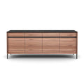 Lima Sideboard - Walnut Veneer & Black Ceramic - Black Metal Legs - 240 cm