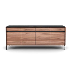 Sideboard Lima - Walnut & Black Ceramic - 240 cm - Black Metal Legs