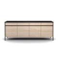 Lima Sideboard - White Wash Oak Veneer & Black Ceramic - Black Metal Legs - 240 cm