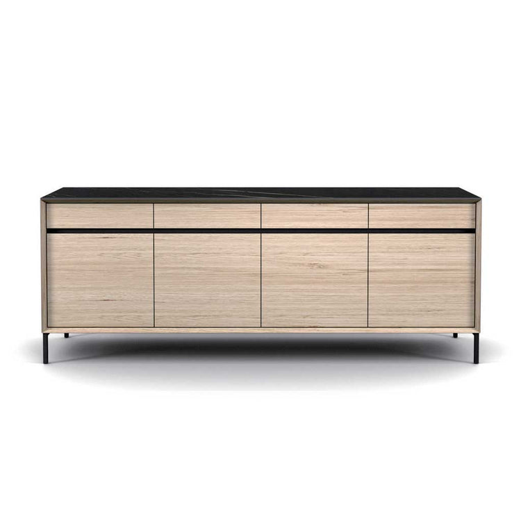 Lima sideboard white wash oak black ceramic 240 cm