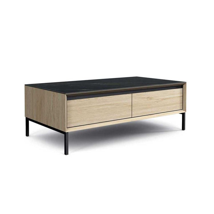 Lima coffee table white wash oak black ceramic