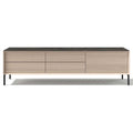 Lima TV Stand - White Wash Oak Veneer & Black Ceramic - Black Metal Legs - 180 cm