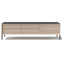 Lima TV stand white wash oak black ceramic