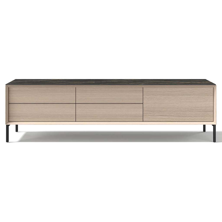 Lima TV stand white wash oak black ceramic