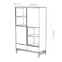 Manilla Bar Cabinet with LED - Walnut Veneer & Black Ceramic - 100 cm