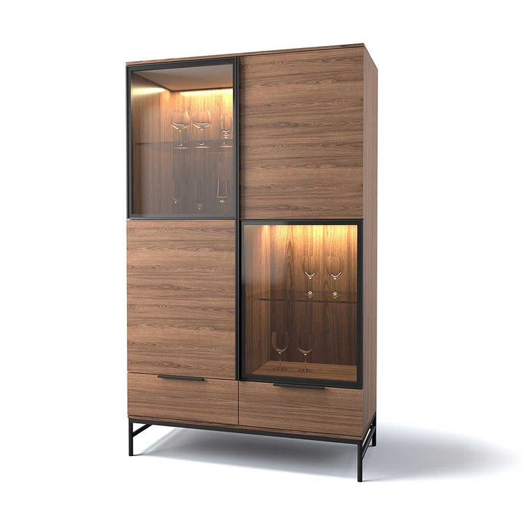 Manilla bar cabinet walnut LED